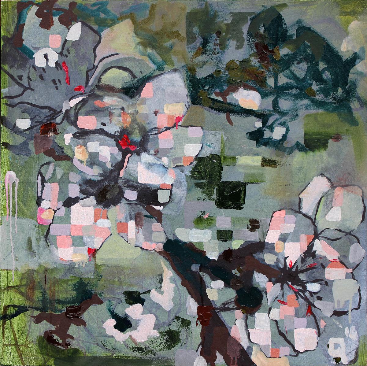 oil painting, contemporary art, figurative abstraction, flowers, metaphysics, 
