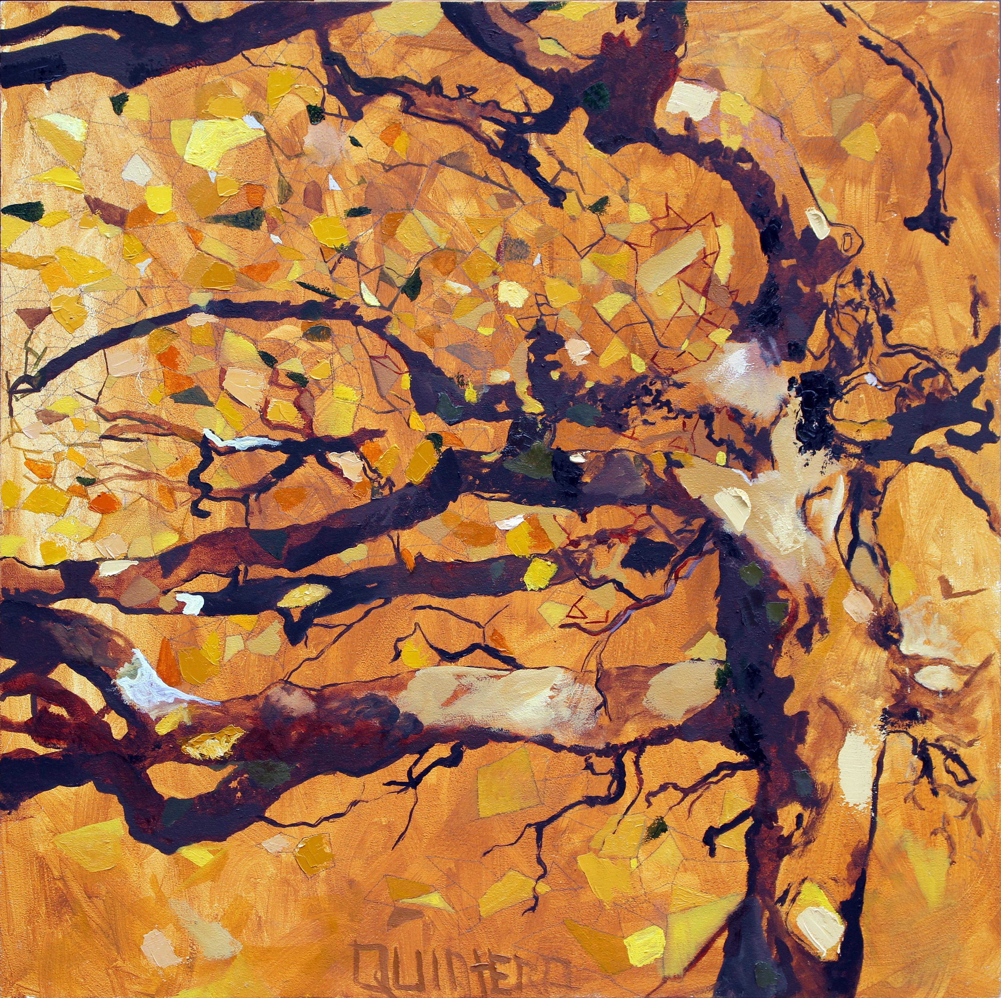 oil painting, contemporary art, figurative abstraction, flowers, metaphysics, landscape, trees, branches, color theory