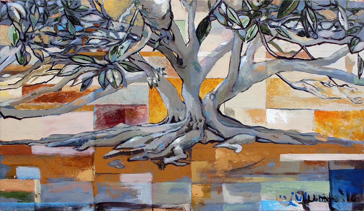 oil paintings, tree paintings, contemporary art, Santa Barbara Train Station