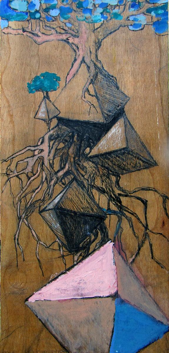 Jordan Quintero, Painting, Contemporary Art, Contemporary Figurative Painting, Mythological Art, Surrealist Art, Urban, Organic, Street Art, Trees, Transformation, Visonary Art