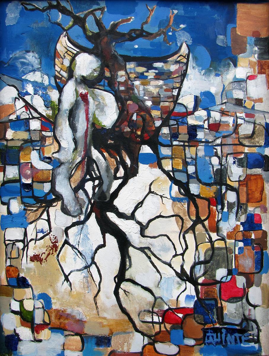 Jordan Quintero, Painting, Contemporary Art, Contemporary Figurative Painting, Mythological Art, Surrealist Art, Urban, Organic, Street Art, Trees, Transformation, Visonary Art, Shakespeare