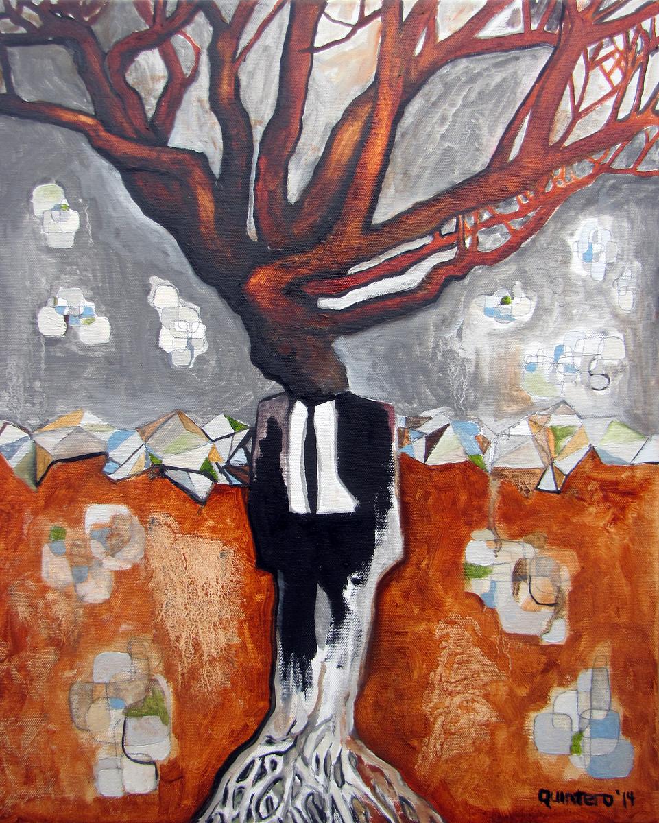 urban organic oil painting contemporary surreal humans turning into trees