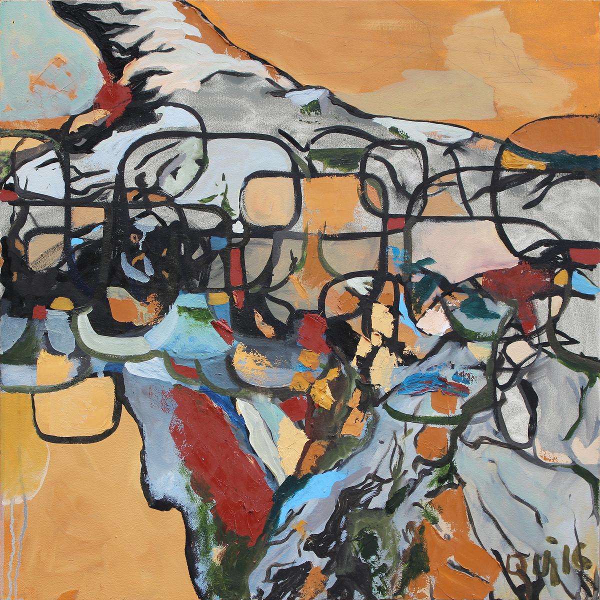 oil painting, contemporary art, figurative abstraction, flowers, metaphysics, landscape, trees, branches, color theory